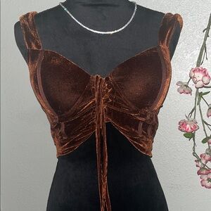Elegant Brown Velvet Women's Top